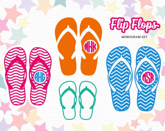 Download Flip Flops Monogram Labels SVG EPS DXF Studio3 Summer Family