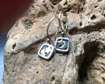 Silver and gold star and moon earrings