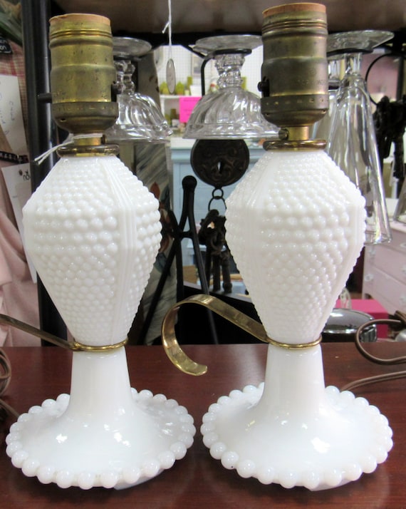 milk glass lamps pair of hobnail bedroom lamps