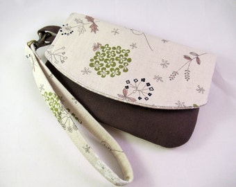 Blossoms Smartphone wristlet wallet Iphone 6s Wristlet Iphone 6s wallet Smartphone wallet Floral Brown Smartphone wallet IPhone 6s wristlet