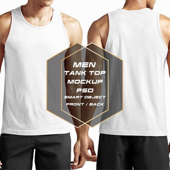 Men Tank Top Mockup Front / Back Change Colours & Patterns