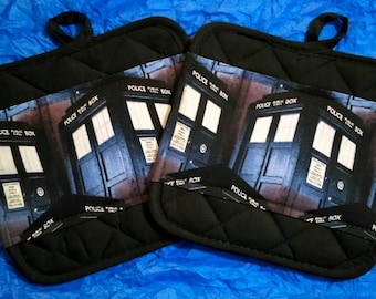 Doctor Who Kitchen Pot Holders - Hot Pads - Tardis