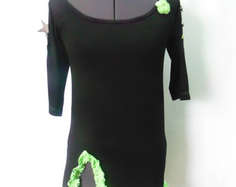 black and green jersey tunic