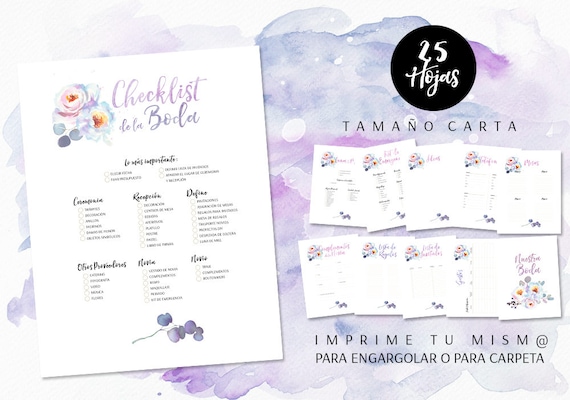 planificador de boda con flores en acuarela agenda de boda