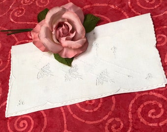 Handmade Boudoir or Keepsake Bag Made from Vintage Linen
