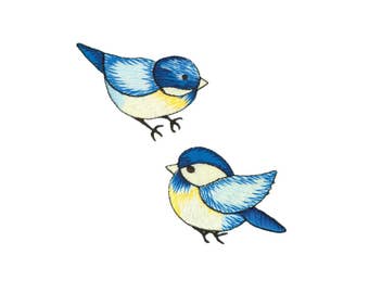 Blue Birds Iron On Applique, Birds Iron On Patch, Bird Applique, Kids Patch, Embroidered Patch, Pack of 2