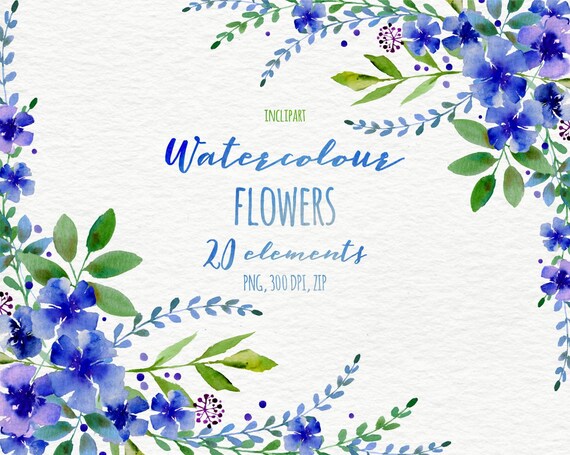 card printable business color paper wreath corner Flower garland Watercolor Floral clipart.