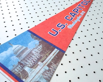 Vintage US Capitol, Washington DC Souvenir Felt Pennant (1970s)