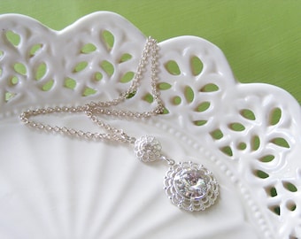 Crystal bridal necklace, wedding necklace, rhinestone necklace, wedding jewelry set, Old Hollywood glamour costume jewlery. SOPHIA