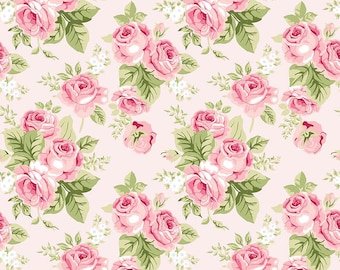 Love Story - Pink Floral Fabric - Webster's Pages - Riley Blake Designs - Flower Fabric - Sold by Half Yard