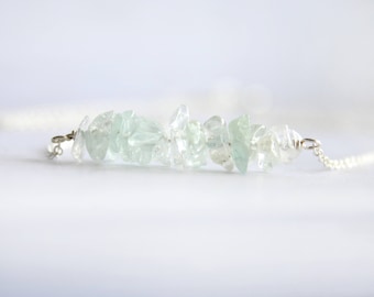 Aquamarine bar necklace, gemstone necklace, birthstone jewelry, March birthstone, minimalist jewelry, bar necklace, aquamarine gemstone