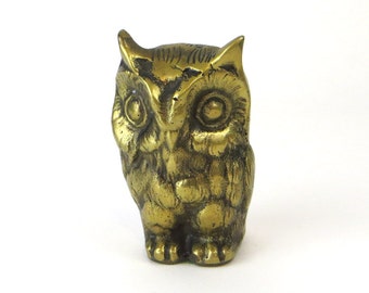solid brass owl, vintage