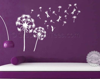 Dandelion Blowing in the Wind Wall Sticker, Home Wall Art Decal, Lounge, Bedroom Wall Mural