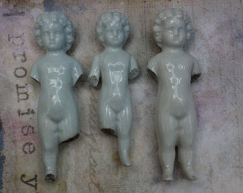3 Large Frozen Charlotte Dolls Broken German Antique Porcelain