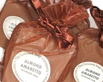 Almond Amaretto Handmade Cold Process Soap Bar, 4oz - cherry scent, phthalate free, vegan, natural,organic sustainable palm oil, organza bag