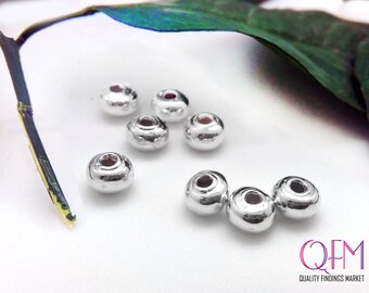 10pcs Hollow Rondelle Spacers beads 7.5mm sterling silver 925 - beads electroforming - Chip Spacer Nugget silver beads