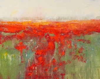 Red Poppies Landscape oil painting impressionist landscape modern art original painting by Don Bishop