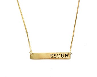 SSDGM Handstamped Bar Necklace // MFM Jewelry + Murderino + My Favorite Murder + Feminist Jewelry + Stay Sexy Don't Get Murdered + Gift Her