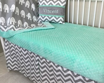 Mint opal baby crib sheet minky dot only nursery
