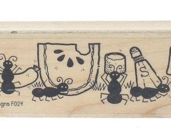 Whipper Snapper Designs F024 Picnic Ants Wooden Rubber Stamp