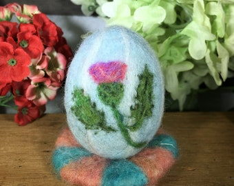 Scottish Thistle Needle Felted Egg