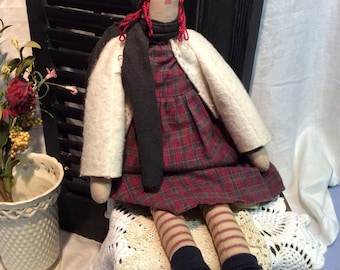 Vintage Primative Handmade Raggedy Ann Doll