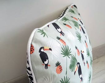 Pillow cover ~ green Toekan fabric