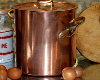 RARE antique Les Grands Magasins COPPER stock pot stew pot mauviel