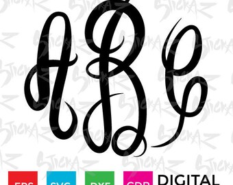 Master Circle Monogram Letters, alphabet font, Cutting file download SVG, initials, eps, DXF, CDR, for Silhouette Cameo or Cricut