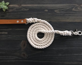 Ivory Rope Dog Leash, Ombre Dog Leash, Ombre Rope Dog Leash, Luxury Dog Leash, Leather Dog Leash
