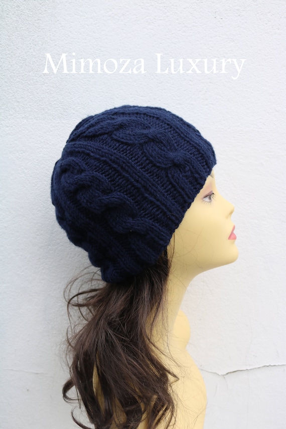 Navy women's Beanie hat, Hand Knitted Hat in navy, blue beanie hat, knitted mens, womens beanie hat , navy autumn winter beanie hat, ski hat