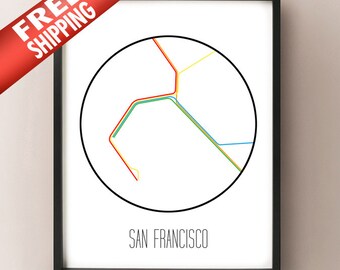 San Francisco Bay Area - Minimalist Metro Subway Art Print - BART