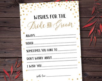 Wishes for the Bride and Groom, Advice for the Bride and Groom Cards, Wishes for the Bride and Groom Cards, Printable, Instant Download