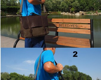 Canvas Messenger Bag,Leather Canvas Messenger Bag,Canvas Macbook Bag,Mens Canvas Leather Messenger Bag,Canvas Laptop Bag,Canvas Briefcase