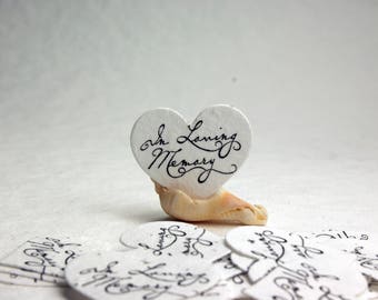 In Loving Memory Seed Paper Hearts 1.75" x 1.5" - Set of 15 - for Celebrations of Life and Memorials