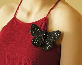 Starry Night Butterfly Brooch Textile Insect Statement Brooch Natural History Entomology Nature Lover Woodland Fashion Amazonian Butterfly