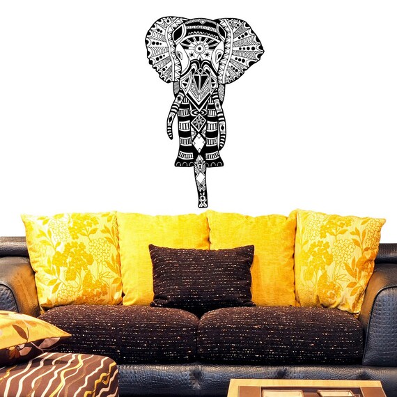 Elephant Indian Pattern Yoga Wall Vinyl Decal Sticker Wall