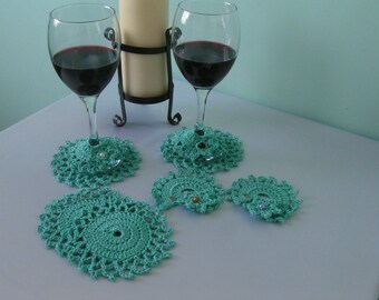 Drink coasters and markers - Jade x4
