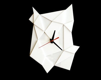 Geometric Wall Clock- White - Faceted Textural Geometric Clock