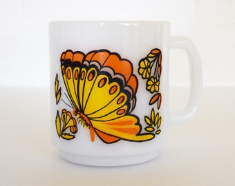 Vintage McKee Glasbake - Butterfly Mug - Milkglass - 1970's Era
