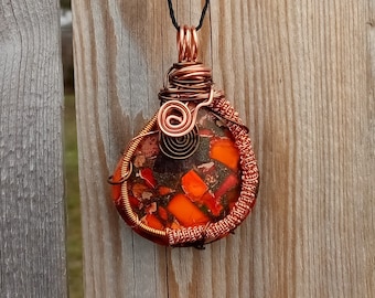 Red Sea Sediment Jasper / Wire Wrapped Pendant / Hippie Festival Style / Metaphysical Healing