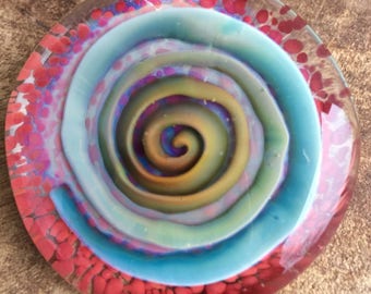 Pink/Blue Spiral Pendent - Handmade Glass Necklace Pendant