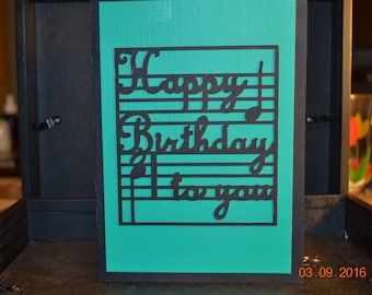Happy Birthday to you Card. This homemade birthday card is black and green with all the sentiments for a great birthday wish.