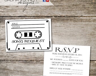 Cassette Tape RSVP Card • Song Request Card • Wedding RSVP Card with Song Request • Cassette Tape Song Request Card • DIY Wedding