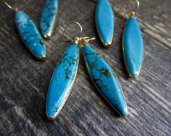 Women's Blue Earrings,Turquoise Earrings,Turquoise Earrings Gold,Turquoise Dangle Earrings,Blue ,Turquoise Jewelry,Gold Turquoise Earrings