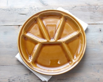 Set 4 - Gien of France Fondue - Party Plates - Stoneware - Earthenware - Sectioned Plates