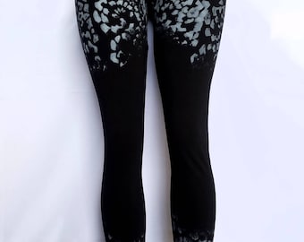 Hand Painted Floral Print Leggings
