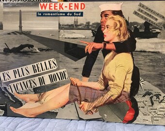Painting canvas collage journals vintage authentic 50's
