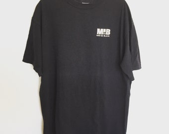 90s MEN IN BLACK movie t shirt embroidered logo size xl will smith aliens space jam by tultex