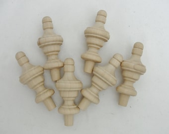 Small wooden finial set of 6